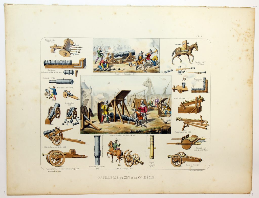Gravure Lithographie XIX - Soldat - De Moltzheim Auguste - Uniforme - France - Artillerie - Armée Française - Historique - Guerre de Siège - XIV et XV siécle