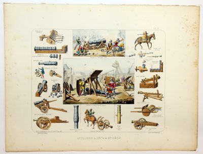 Gravure Lithographie XIX - Soldat - De Moltzheim Auguste - Uniforme - France - Artillerie - Armée Française - Historique - Guerre de Siège - XIV et XV siécle