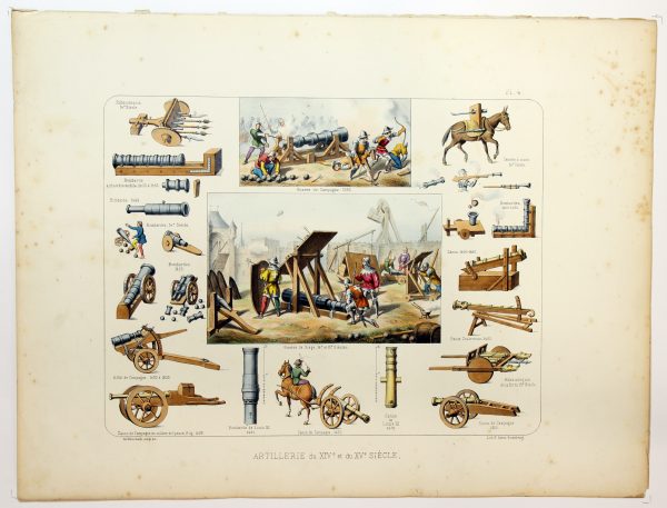 Gravure Lithographie XIX - Soldat - De Moltzheim Auguste - Uniforme - France - Artillerie - Armée Française - Historique - Guerre de Siège - XIV et XV siécle