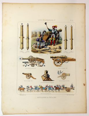 Gravure Lithographie XIX - Soldat - De Moltzheim Auguste - Uniforme - France - Artillerie - Armée Française - Historique - Artillerie 1500-1550