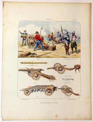 Gravure Lithographie XIX - Soldat - De Moltzheim Auguste - Uniforme - France - Artillerie - Armée Française - Historique - Artillerie 1500-1550
