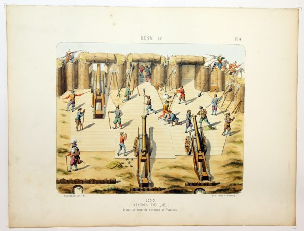 Gravure Lithographie XIX - Soldat - De Moltzheim Auguste - Uniforme - France - Artillerie - Armée Française - Historique - Artillerie de Siège 1600