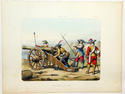 Gravure Lithographie XIX - Soldat - De Moltzheim Auguste - Uniforme - France - Artillerie - Armée Française - Historique - Artillerie 1640