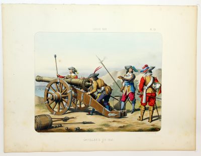 Gravure Lithographie XIX - Soldat - De Moltzheim Auguste - Uniforme - France - Artillerie - Armée Française - Historique - Artillerie 1640