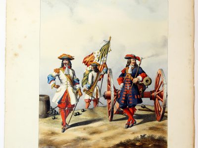 Gravure Lithographie XIX - Soldat - De Moltzheim Auguste - Uniforme - France - Artillerie - Armée Française - Historique - Artillerie Louis XIV