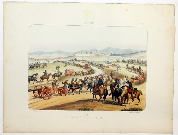 Gravure Lithographie XIX - Soldat - De Moltzheim Auguste - Uniforme - France - Artillerie - Armée Française - Historique - Artillerie Louis XIV