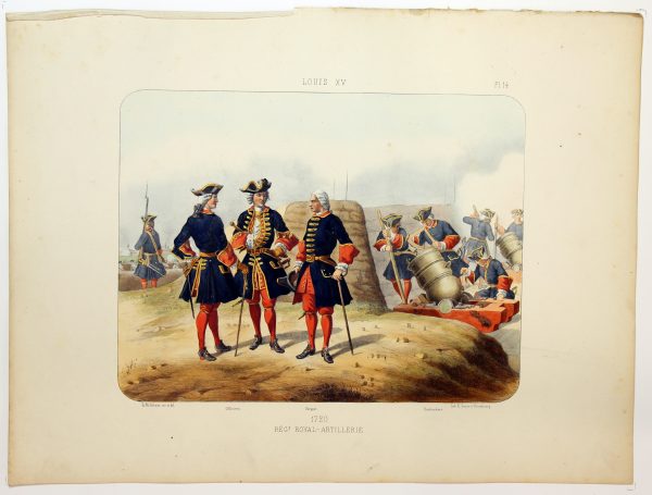 Gravure Lithographie XIX - Soldat - De Moltzheim Auguste - Uniforme - France - Artillerie - Armée Française - Historique - Artillerie Louis XV - Artillerie Royal 1720