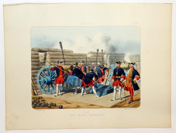Gravure Lithographie XIX - Soldat - De Moltzheim Auguste - Uniforme - France - Artillerie - Armée Française - Historique - Artillerie Louis XV - Artillerie Royal 1720