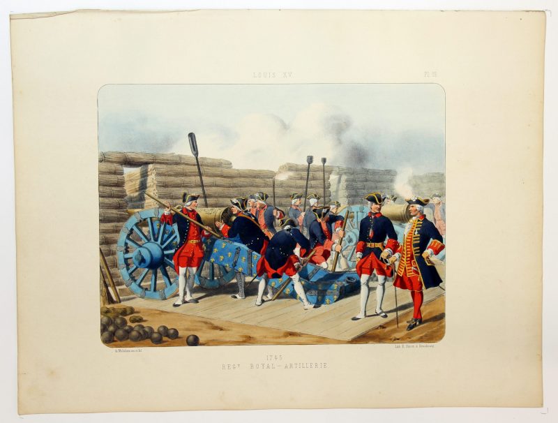 Gravure Lithographie XIX - Soldat - De Moltzheim Auguste - Uniforme - France - Artillerie - Armée Française - Historique - Artillerie Louis XV - Artillerie Royal 1720