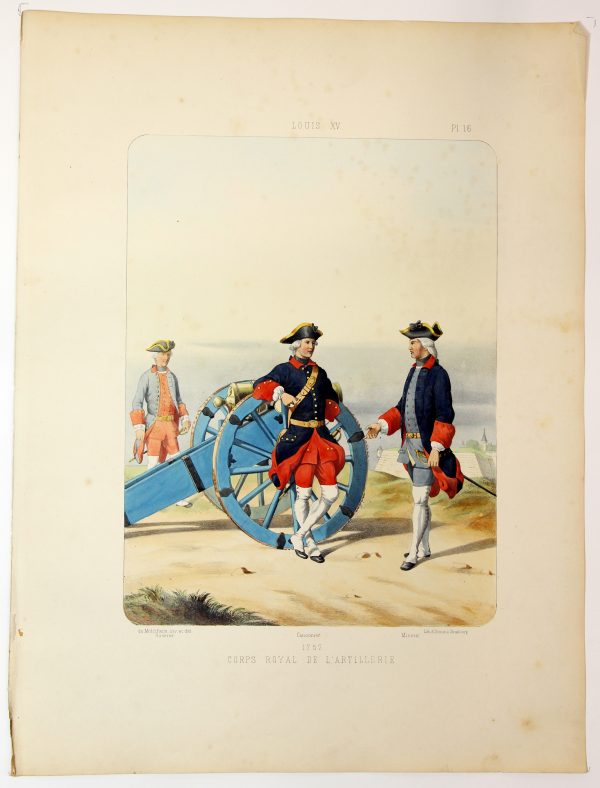 Gravure Lithographie XIX - Soldat - De Moltzheim Auguste - Uniforme - France - Artillerie - Armée Française - Historique - Artillerie Louis XV - Artillerie Royal 1720