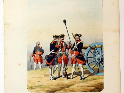 Gravure Lithographie XIX - Soldat - De Moltzheim Auguste - Uniforme - France - Artillerie - Armée Française - Historique - Artillerie Louis XV - Artillerie Royal 1760