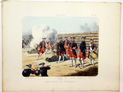 Gravure Lithographie XIX - Soldat - De Moltzheim Auguste - Uniforme - France - Artillerie - Armée Française - Historique - Artillerie Louis XV - Artillerie Royal 1772
