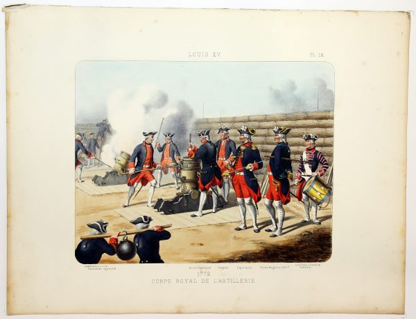 Gravure Lithographie XIX - Soldat - De Moltzheim Auguste - Uniforme - France - Artillerie - Armée Française - Historique - Artillerie Louis XV - Artillerie Royal 1772