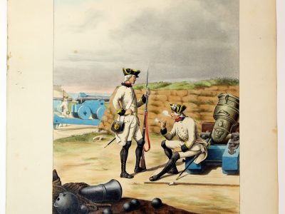 Gravure Lithographie XIX - Soldat - De Moltzheim Auguste - Uniforme - France - Artillerie - Armée Française - Historique - Artillerie Louis XV - Milice Garde Cotes 1772