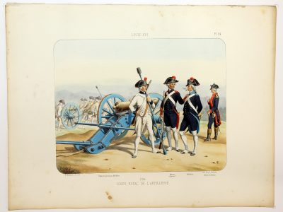 Gravure Lithographie XIX - Soldat - De Moltzheim Auguste - Uniforme - France - Artillerie - Armée Française - Historique - Artillerie Louis XVI - Corps Royal de l'artillerie 1786