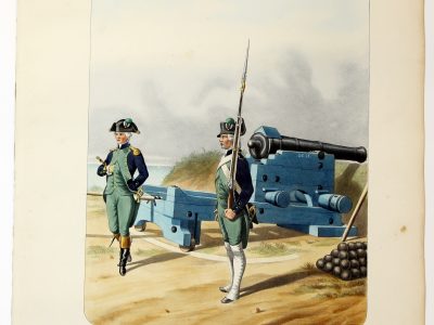 Gravure Lithographie XIX - Soldat - De Moltzheim Auguste - Uniforme - France - Artillerie - Armée Française - Historique - Artillerie Louis XVI - Canonniers Garde Côtes 1786