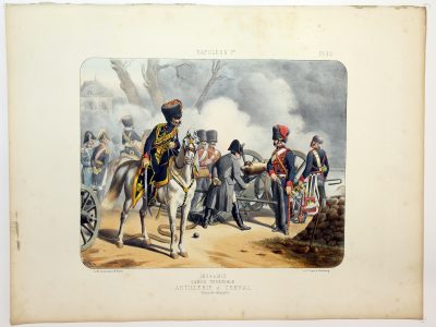 Gravure Lithographie XIX - Soldat - De Moltzheim Auguste - Uniforme - France - Artillerie - Armée Française - Historique - Napoleon 1er - Artillerie a Cheval - Garde Impériale 1804 - 1815