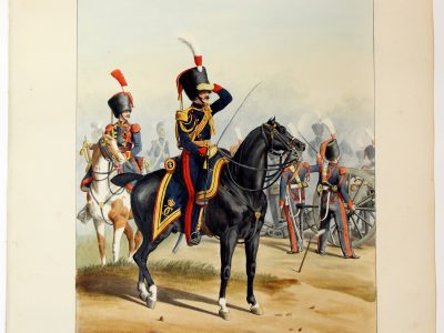 Gravure Lithographie XIX - Soldat - De Moltzheim Auguste - Uniforme - France - Artillerie - Armée Française - Historique - Restauration - Artillerie à Cheval - Garde Impériale - 1820 à 1829
