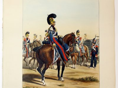 Gravure Lithographie XIX - Soldat - De Moltzheim Auguste - Uniforme - France - Artillerie - Armée Française - Historique - Restauration - Artillerie à Cheval - Garde Royale - 1823 à 1829