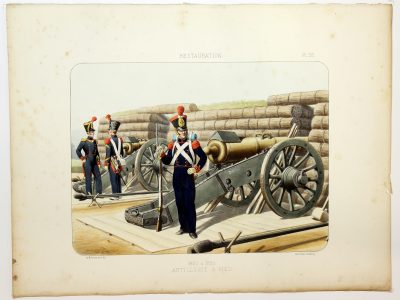 Gravure Lithographie XIX - Soldat - De Moltzheim Auguste - Uniforme - France - Artillerie - Armée Française - Historique - Restauration - Artillerie à Pied - 1820 à 1829