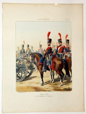 Gravure Lithographie XIX - Soldat - De Moltzheim Auguste - Uniforme - France - Artillerie - Armée Française - Historique - Restauration - Artillerie à Cheval - 1823 à 1829