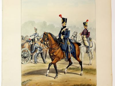 Gravure Lithographie XIX - Soldat - De Moltzheim Auguste - Uniforme - France - Artillerie - Armée Française - Historique - Restauration - Train d'artillerie - 1823