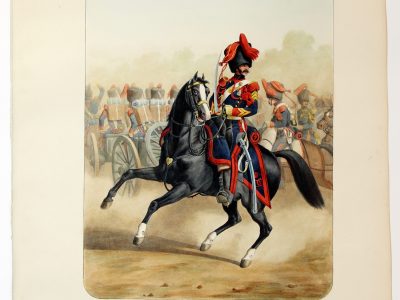 Gravure Lithographie XIX - Soldat - De Moltzheim Auguste - Uniforme - France - Artillerie - Armée Française - Historique - Restauration - Artillerie à Cheval - Garde Royale - 1829
