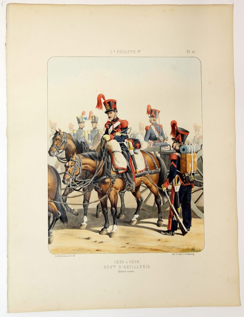 Gravure Lithographie XIX - Soldat - De Moltzheim Auguste - Uniforme - France - Artillerie - Armée Française - Historique - Louis Philippe 1er - Artillerie - 1830 à 1836