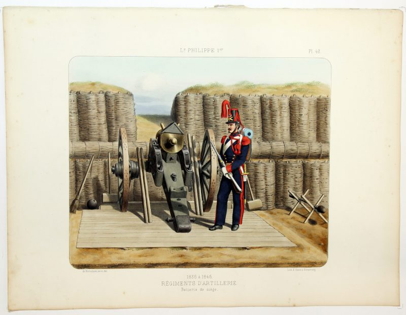 Gravure Lithographie XIX - Soldat - De Moltzheim Auguste - Uniforme - France - Artillerie - Armée Française - Historique - Louis Philippe 1er - Artillerie - 1836 à 1845