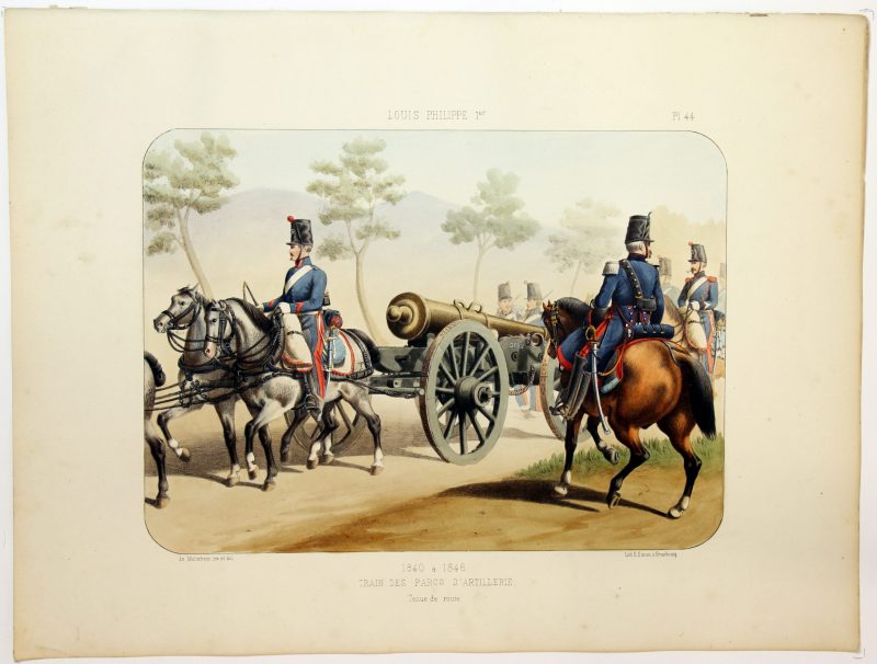 Gravure Lithographie XIX - Soldat - De Moltzheim Auguste - Uniforme - France - Artillerie - Armée Française - Historique - Louis Philippe 1er - Train d'Artillerie - 1840 à 1846