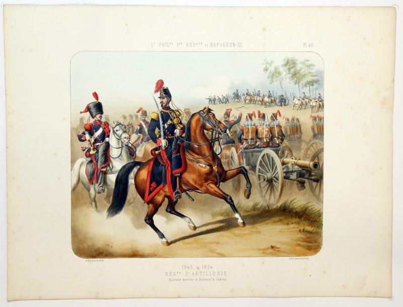 Gravure Lithographie XIX - Soldat - De Moltzheim Auguste - Uniforme - France - Artillerie - Armée Française - Historique - Louis Philippe 1er - Second empire