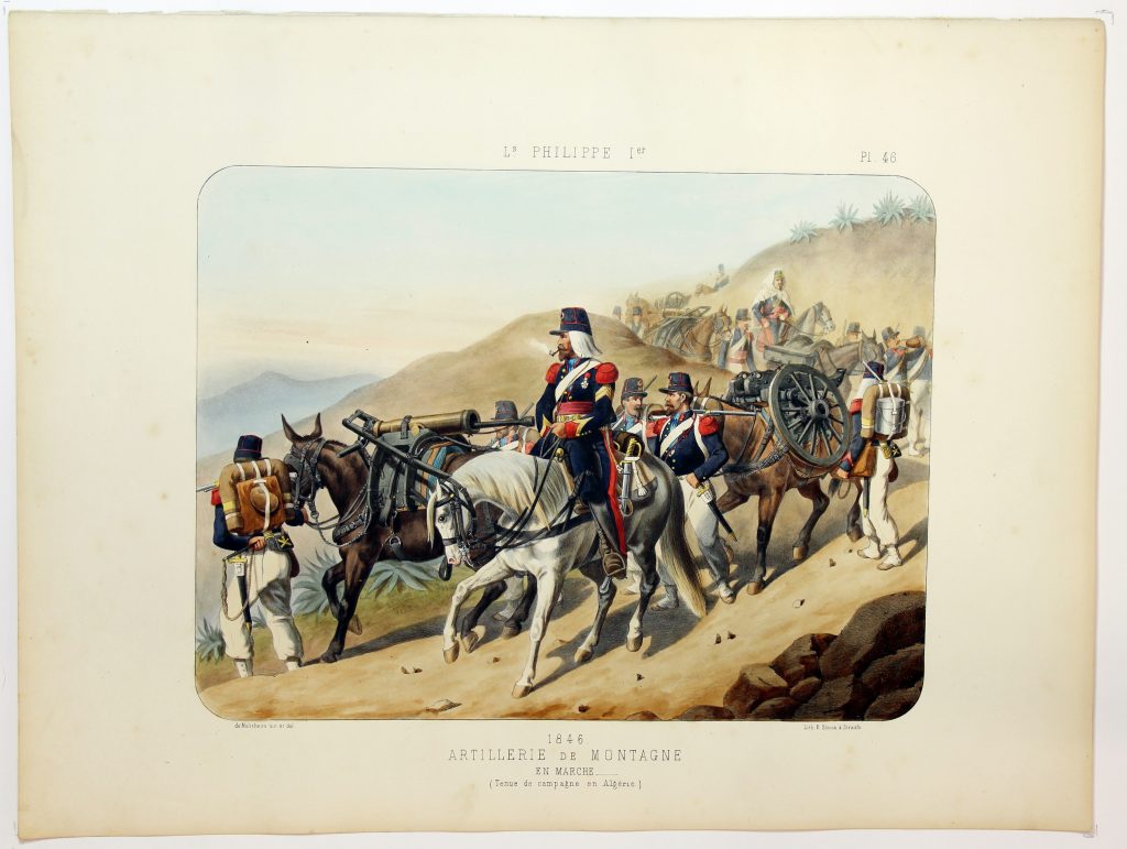 Gravure Lithographie XIX - Soldat - De Moltzheim Auguste - Uniforme - France - Artillerie - Armée Française - Historique - Louis Philippe 1er - Artillerie de Montagne - 1846 - Algérie