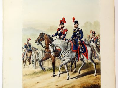 Gravure Lithographie XIX - Soldat - De Moltzheim Auguste - Uniforme - France - Artillerie - Armée Française - Historique - Second Empire - Train de parcs d'artillerie