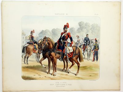 Gravure Lithographie XIX - Soldat - De Moltzheim Auguste - Uniforme - France - Artillerie - Armée Française - Historique - Second Empire - Artillerie à Pied