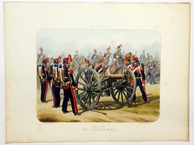 Gravure Lithographie XIX - Soldat - De Moltzheim Auguste - Uniforme - France - Artillerie - Armée Française - Historique - Second Empire - Artillerie Montée