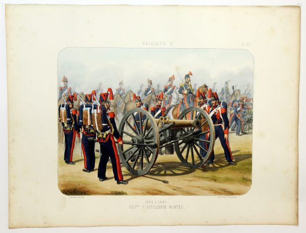 Gravure Lithographie XIX - Soldat - De Moltzheim Auguste - Uniforme - France - Artillerie - Armée Française - Historique - Second Empire - Artillerie Montée