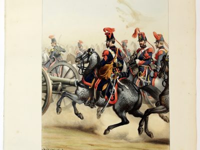 Gravure Lithographie XIX - Soldat - De Moltzheim Auguste - Uniforme - France - Artillerie - Armée Française - Historique - Second Empire - Artillerie à Cheval
