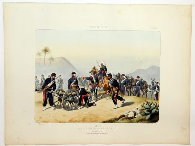 Gravure Lithographie XIX - Soldat - De Moltzheim Auguste - Uniforme - France - Artillerie - Armée Française - Historique - Second Empire - Artillerie de Montagne