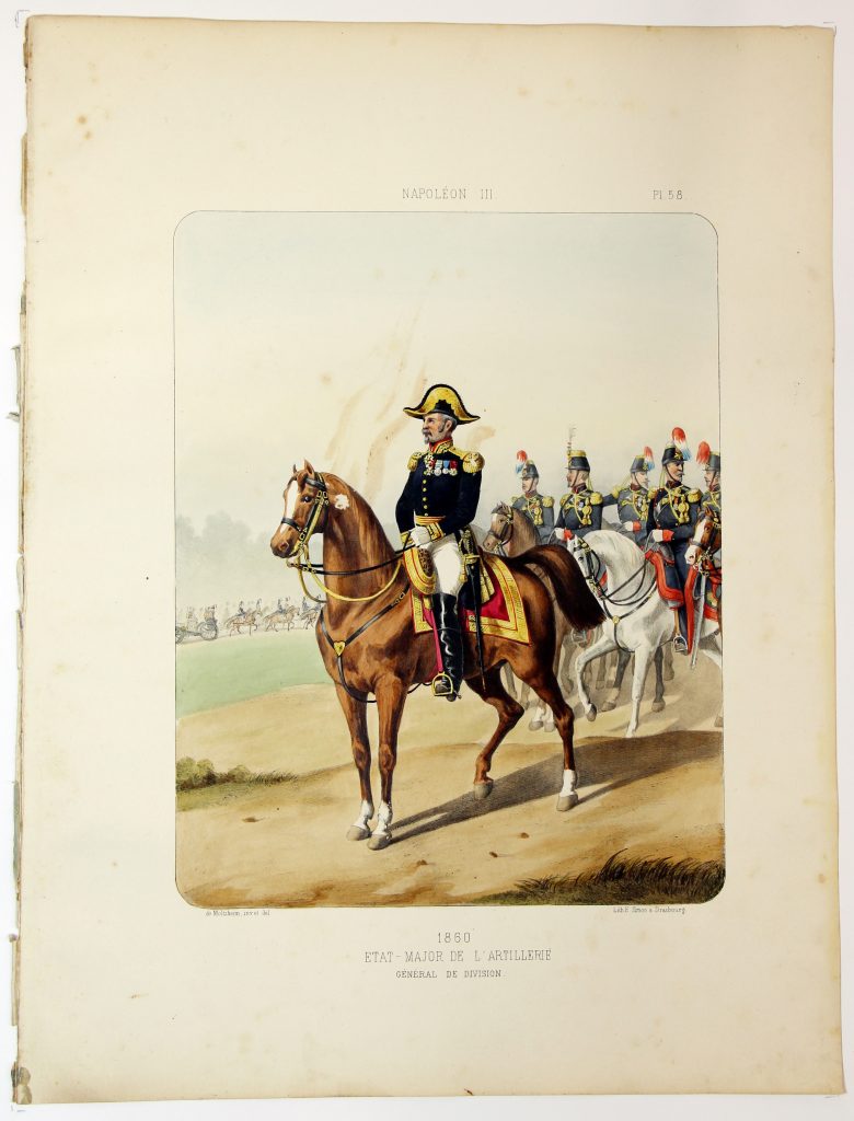Gravure Lithographie XIX - Soldat - De Moltzheim Auguste - Uniforme - France - Artillerie - Armée Française - Historique - Second Empire - Artillerie Etat Major - 1860