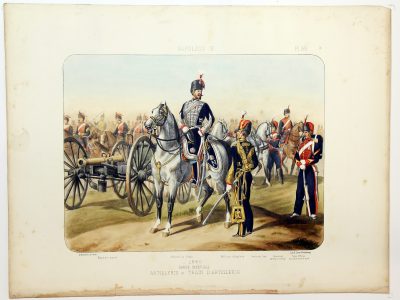 Gravure Lithographie XIX - Soldat - De Moltzheim Auguste - Uniforme - France - Artillerie - Armée Française - Historique - Second Empire - Artillerie et train - Garde Impériale 1860