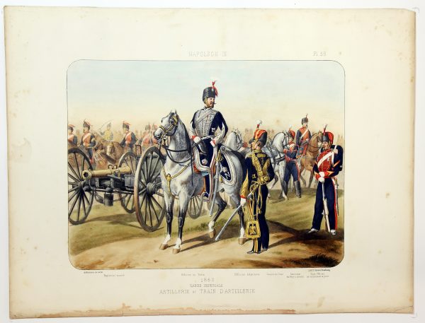 Gravure Lithographie XIX - Soldat - De Moltzheim Auguste - Uniforme - France - Artillerie - Armée Française - Historique - Second Empire - Artillerie et train - Garde Impériale 1860