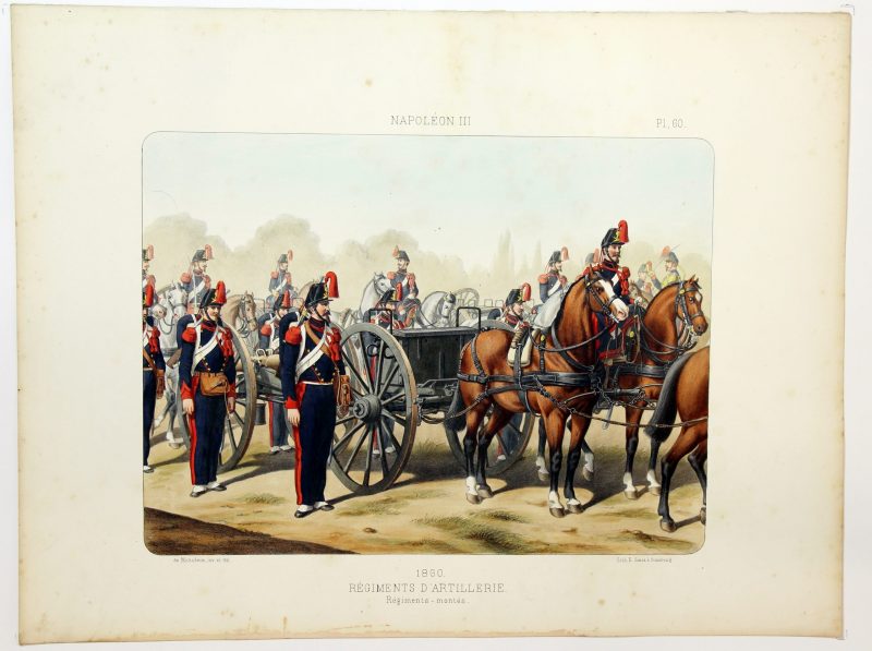 Gravure Lithographie XIX - Soldat - De Moltzheim Auguste - Uniforme - France - Artillerie - Armée Française - Historique - Second Empire - Artillerie Régiment Monté - 1860