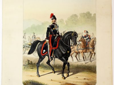 Gravure Lithographie XIX - Soldat - De Moltzheim Auguste - Uniforme - France - Artillerie - Armée Française - Historique - Second Empire - Train d'artillerie - 1860
