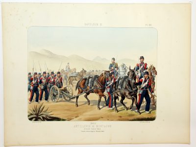 Gravure Lithographie XIX - Soldat - De Moltzheim Auguste - Uniforme - France - Artillerie - Armée Française - Historique - Second Empire - Artillerie de montagne - 1860