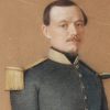 Dessin crayon pastel - Soldat Officier - 1850 - Second Empire - Uniforme - Aquarelle Originale - Charles de Luna - Rome - Siège de Rome - 1849