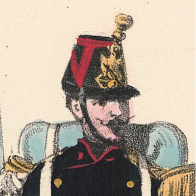 Papier à Lettre illustré - Infanterie Marine Second Empire - Shako - Lithographie rehaussée - Napoléon III - Souvenir Militaire - Drapeau