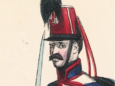 Papier à Lettre illustré - Hussards à Cheval - Second Empire - Sabre - Lithographie rehaussée - Napoléon III - Monarchie de Juillet - Souvenir Militaire - Drapeau