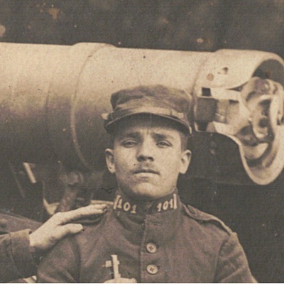 Photo Carte Postale - Uniforme - Artillerie - Siège - Guerre 14 - Tranchées - Artilleur - Canon