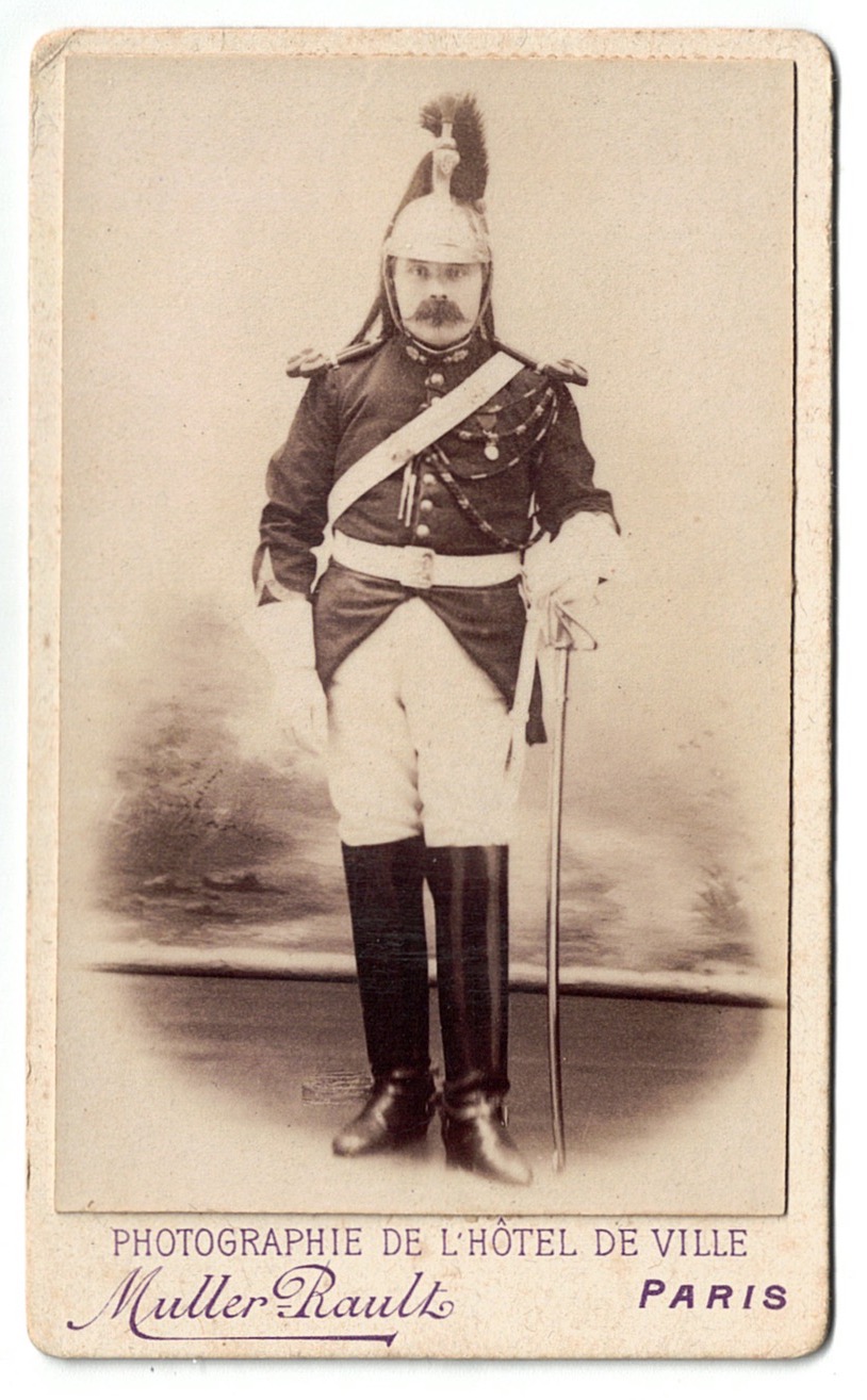 CDV Photographie – Garde Républicain – 1900 – Ville de Paris – Uniforme – Casque – Fourragère – Troisième République – Gendarmerie à Cheval