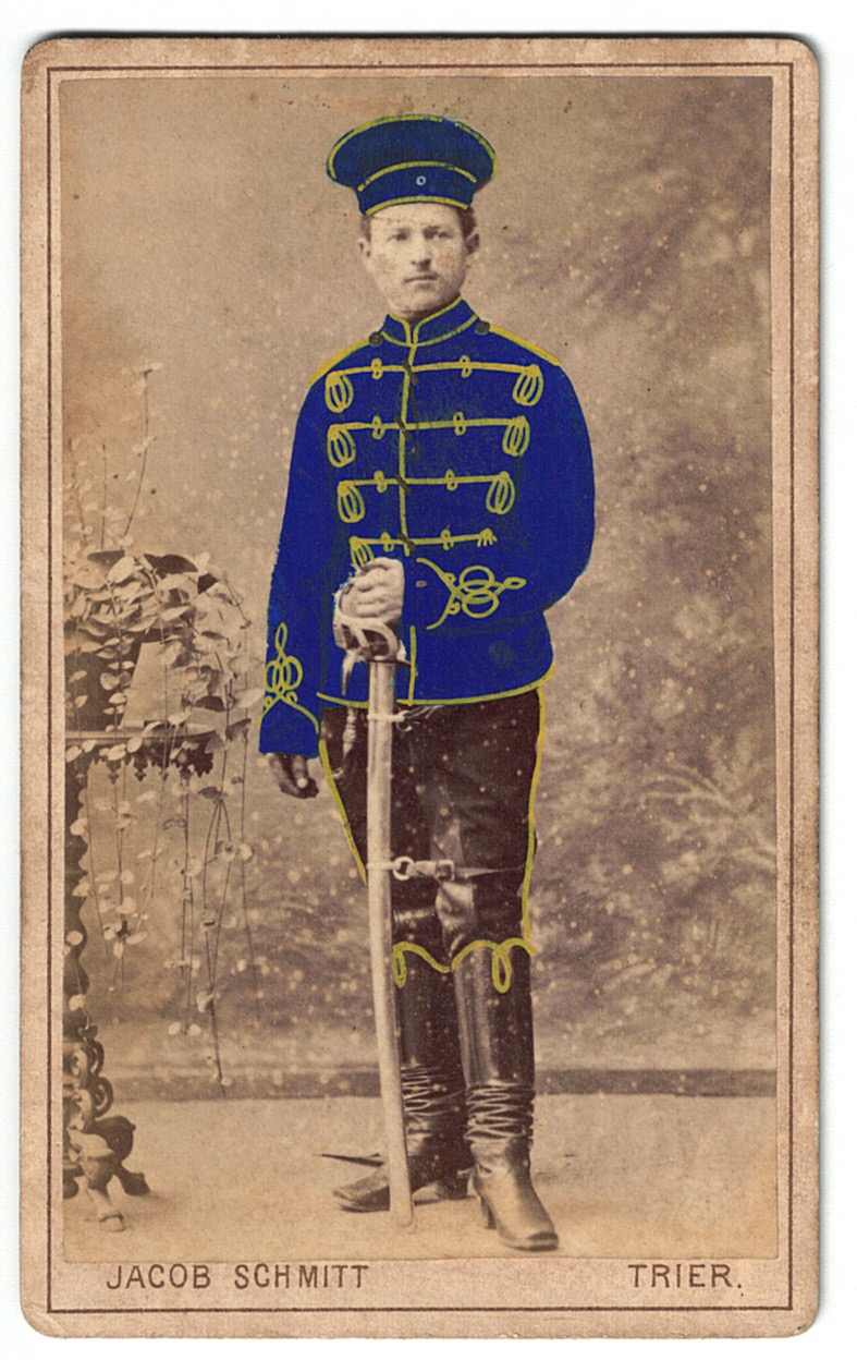 Carte CDV – Hussard – Carte Colorisée – 2nd Rhenish Hussar N°9 – Trier –